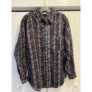 VTG Ozark Wilderness Outfitters Men's Sz L Aztec Western Geometric Flannel Shirt